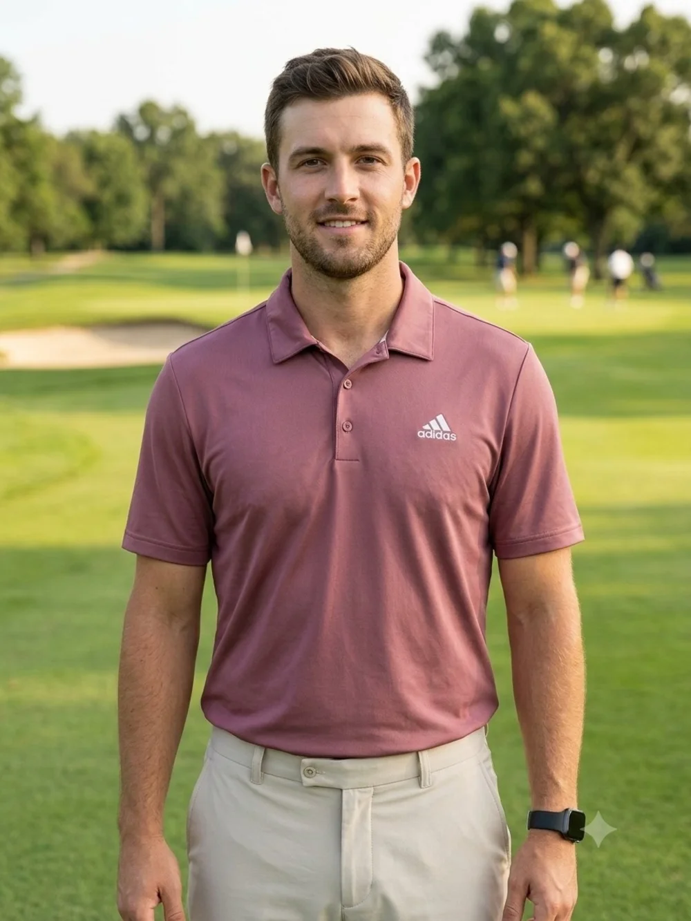 Adidas Golf Mens Ultimate365 Performance Polo Shirt Mauve Burgundy Size L